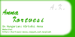 anna kortvesi business card
